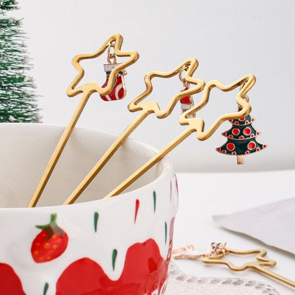 6pcs / Pack Christmas Stainless Steel Spoon And Fork Cutlery Gift Set, Style: 410 Pentagram+Red Box - Image 5