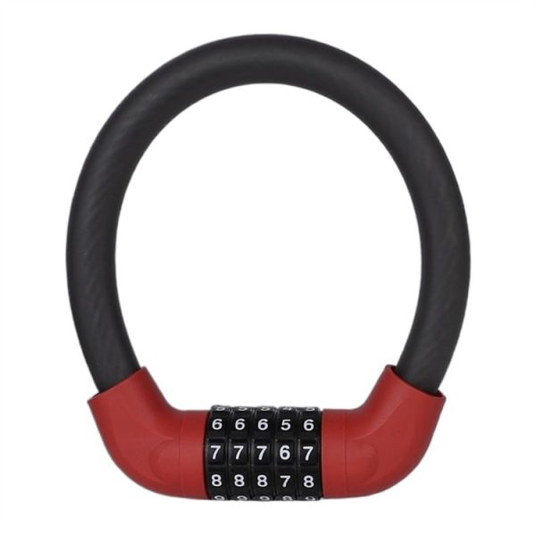 40 x 1.72cm Bicycle And Electrical Vehicle 5-Digit Combination Lock Safety Anti-Theft Cycling Lock (Black And Red)