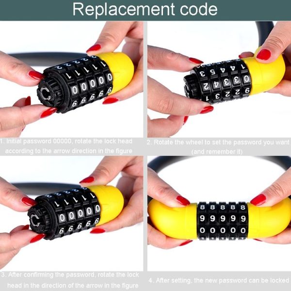 40 x 1.72cm Bicycle And Electrical Vehicle 5-Digit Combination Lock Safety Anti-Theft Cycling Lock (Black And Red) - Image 9