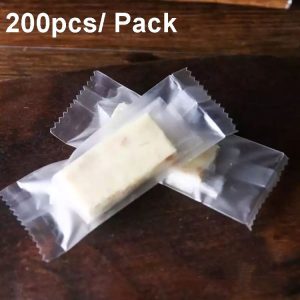 200pcs / Pack 3.5x8.5cm Machine Sealed Translucent Frosted Nougat Packaging Bag