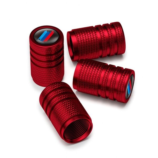 Aluminium Alloy Checkered Tricolour Car Wheel Decorative Valve Cap (Red)