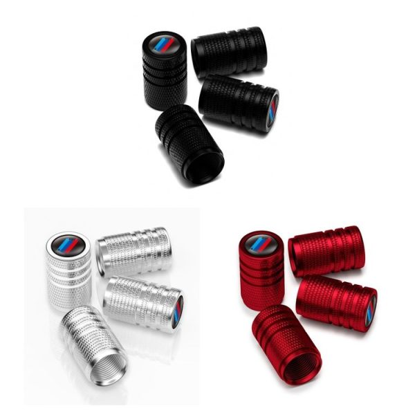 Aluminium Alloy Checkered Tricolour Car Wheel Decorative Valve Cap (Red) - Image 2