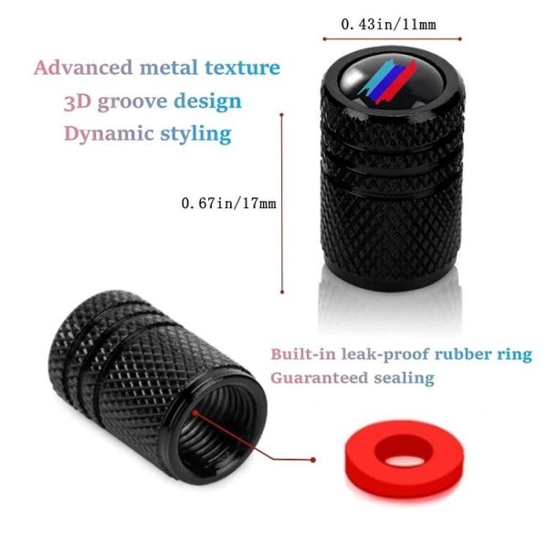 Aluminium Alloy Checkered Tricolour Car Wheel Decorative Valve Cap (Red) - Image 4