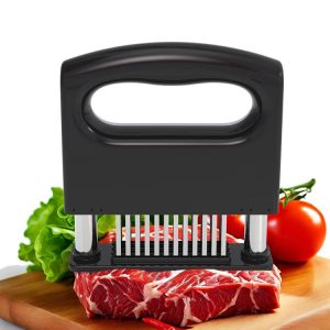 48-pin Meat Loosener with Handle Stainless Steel Meat Tenderizer Steak Needle Kitchen Tools (Black)