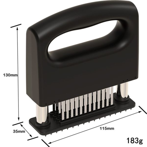 48-pin Meat Loosener with Handle Stainless Steel Meat Tenderizer Steak Needle Kitchen Tools (Black) - Image 3