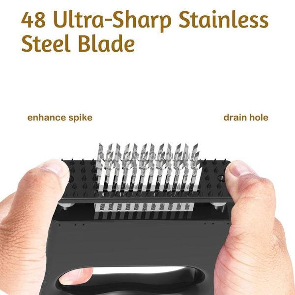 48-pin Meat Loosener with Handle Stainless Steel Meat Tenderizer Steak Needle Kitchen Tools (Black) - Image 5