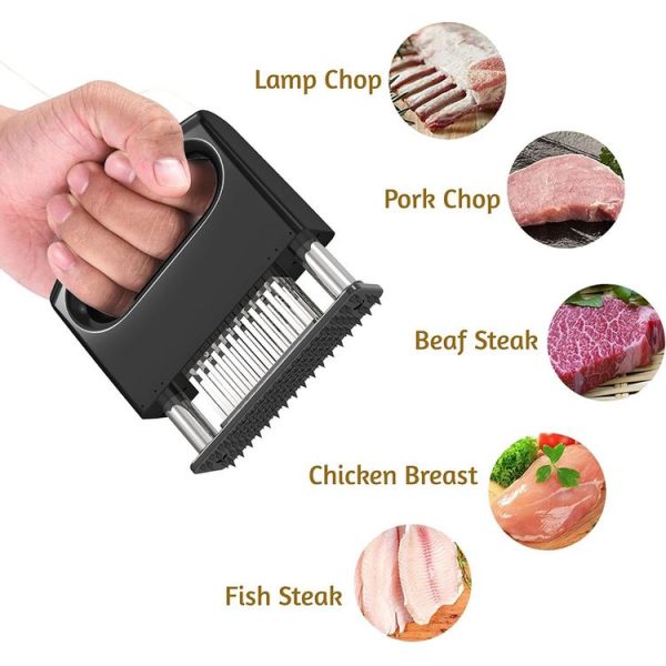 48-pin Meat Loosener with Handle Stainless Steel Meat Tenderizer Steak Needle Kitchen Tools (Black) - Image 6