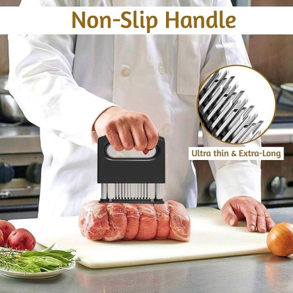48-pin Meat Loosener with Handle Stainless Steel Meat Tenderizer Steak Needle Kitchen Tools (Black) - Image 7