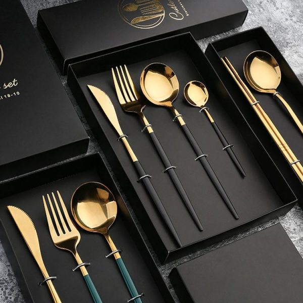 3pcs / Pack Stainless Steel Glossy Mirror Flatware Gift Set, Style: With Knife (Silver) - Image 5