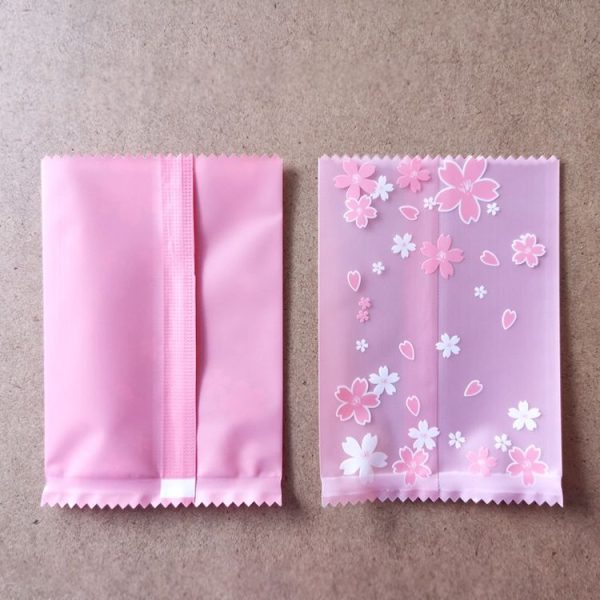 100pcs / Pack 5.5x8.5cm Baking Packaging Frosted Machine Sealed Bags Cherry Blossom Pattern Cookie Bags - Image 2