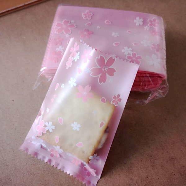 100pcs / Pack 5.5x8.5cm Baking Packaging Frosted Machine Sealed Bags Cherry Blossom Pattern Cookie Bags - Image 3