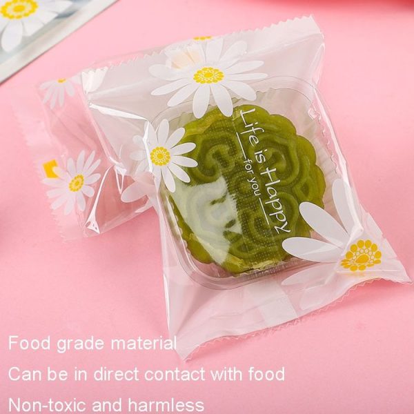 100pcs / Pack 4x9.5cm Daisy Pattern Cookie Packaging Bags Snack Machine Sealable Bags - Image 3