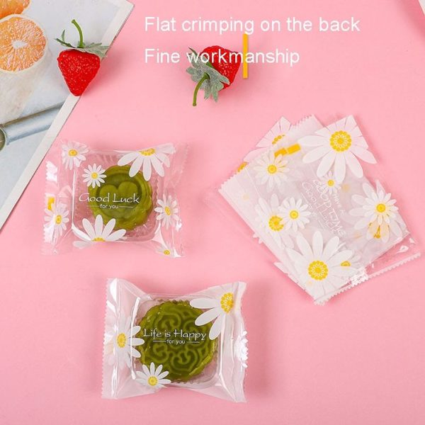 100pcs / Pack 4x9.5cm Daisy Pattern Cookie Packaging Bags Snack Machine Sealable Bags - Image 4
