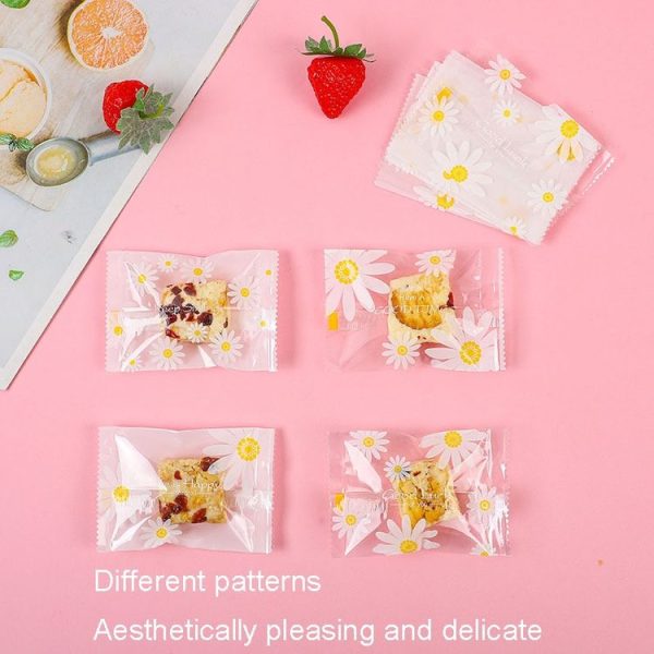 100pcs / Pack 4x9.5cm Daisy Pattern Cookie Packaging Bags Snack Machine Sealable Bags - Image 5