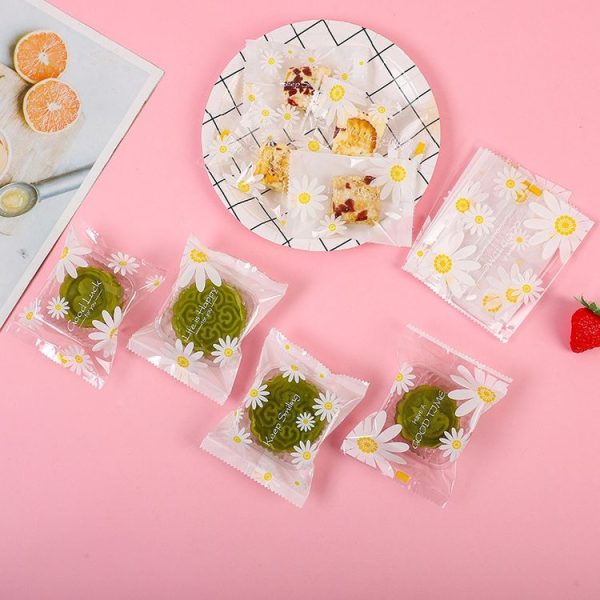 100pcs / Pack 4x9.5cm Daisy Pattern Cookie Packaging Bags Snack Machine Sealable Bags - Image 6