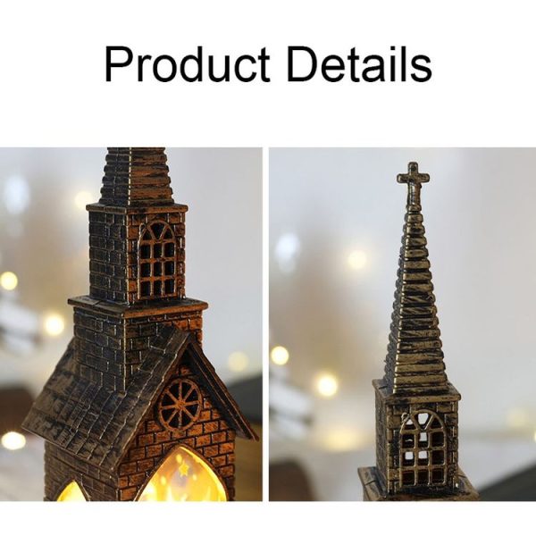 Christmas Decoration Lamps Church Shape Night Light Electronic Candle Candlelight, Style: Elderly - Image 3