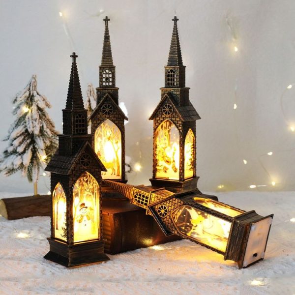 Christmas Decoration Lamps Church Shape Night Light Electronic Candle Candlelight, Style: Elderly - Image 5