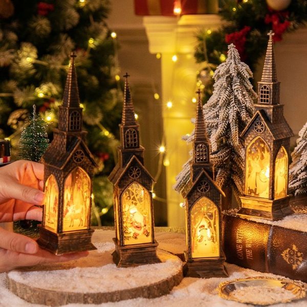 Christmas Decoration Lamps Church Shape Night Light Electronic Candle Candlelight, Style: Elderly - Image 7