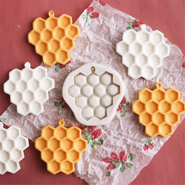 Honeycomb Block Textured Silicone Mold Bee Fondant Chocolate Cake Mold, Speci: Mk-2019 Light Gray - Image 2