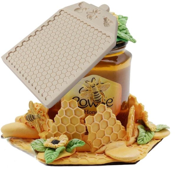 Honeycomb Block Textured Silicone Mold Bee Fondant Chocolate Cake Mold, Speci: Mk-2019 Light Gray - Image 3