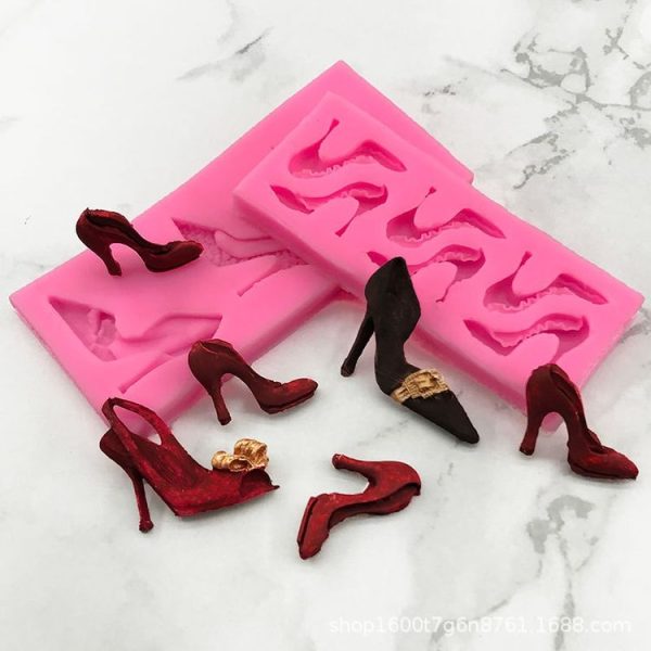 High Heels Sandals Silicone Mold 3D Chocolate Cake Glue Pendant Plaster Mold, Spec: Small - Image 4