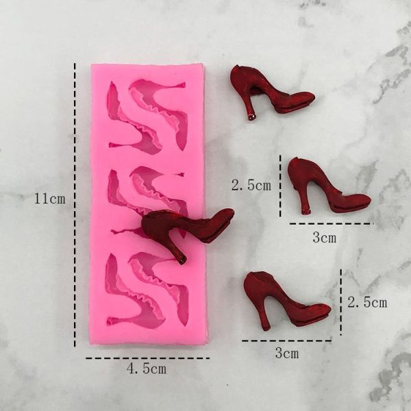 High Heels Sandals Silicone Mold 3D Chocolate Cake Glue Pendant Plaster Mold, Spec: Small - Image 5