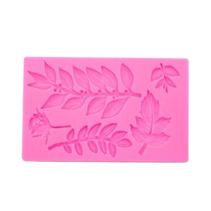 Rose Branch Flower Vine Silicone Mold Fondant Cake Baking Mold Glue Decorative (Pink)