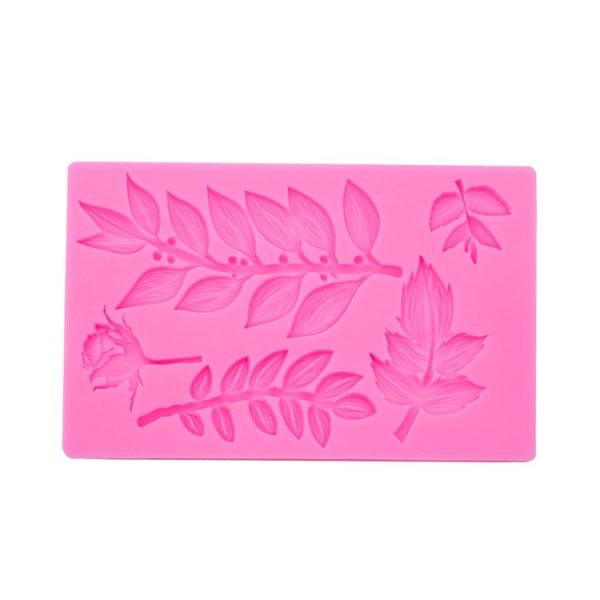 Rose Branch Flower Vine Silicone Mold Fondant Cake Baking Mold Glue Decorative (Pink)