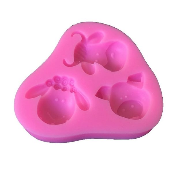Pig Sheep Cow Head Silicone Mold Chocolate Fondant Cake Decorating Tool (Pink) - Image 3