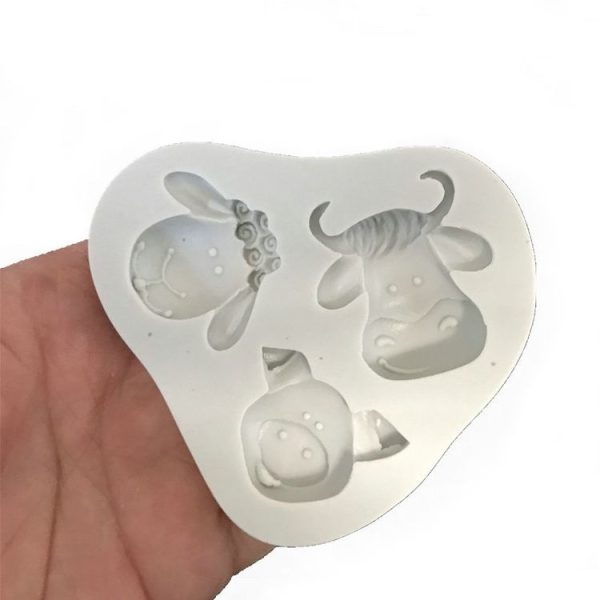 Pig Sheep Cow Head Silicone Mold Chocolate Fondant Cake Decorating Tool (Pink) - Image 4