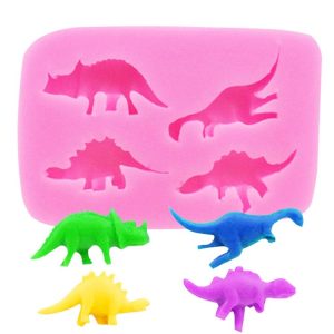Dinosaur Silicone Mold Fondant Chocolate Cake Decoration Mold (Pink)