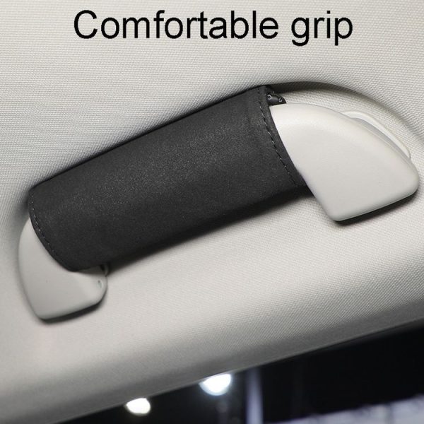 1pair Car Door Handle Decorative Anti-Scratch Cover Car Slippery Leather Inner Door Handle Protective Cover (Black) - Image 7