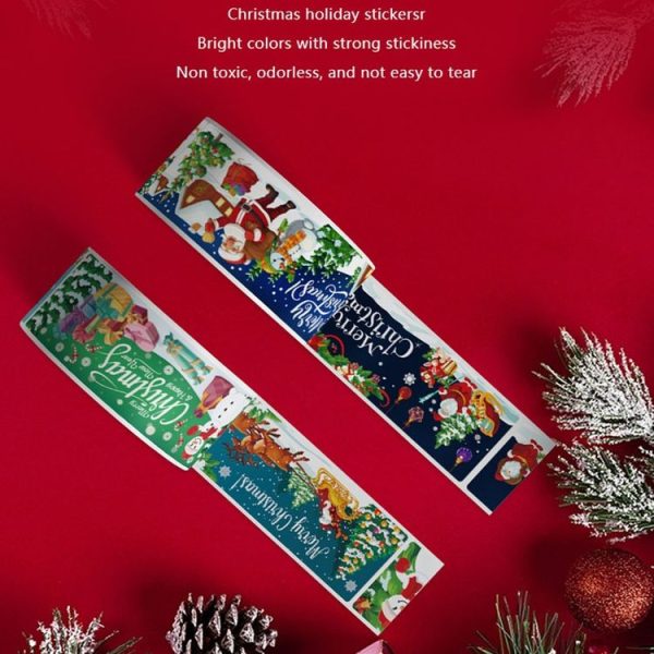 120pcs / Roll Christmas Self-adhesive Label Stickers Cartoon Printed Rectangular Sealing Sticker (K-147-R1) - Image 2