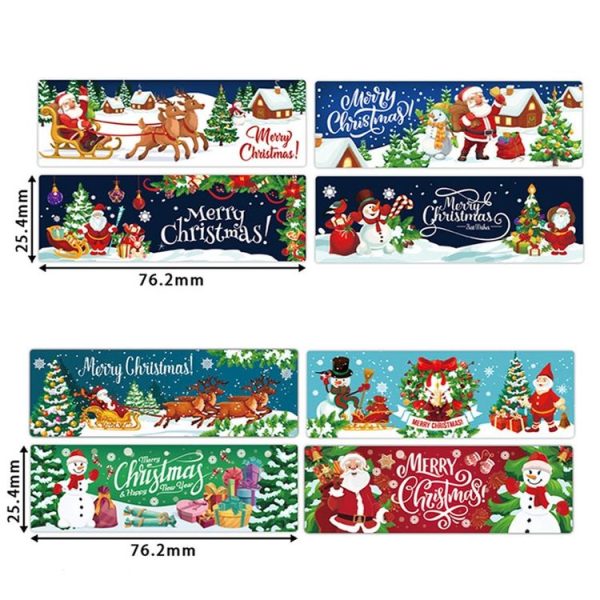 120pcs / Roll Christmas Self-adhesive Label Stickers Cartoon Printed Rectangular Sealing Sticker (K-147-R1) - Image 3