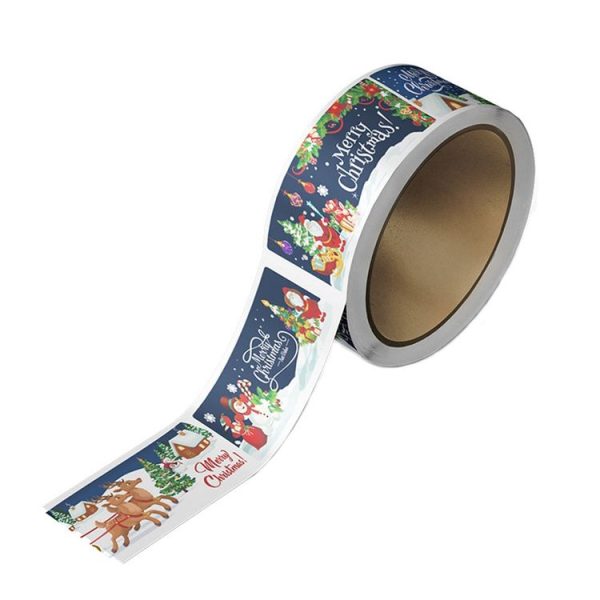 120pcs / Roll Christmas Self-adhesive Label Stickers Cartoon Printed Rectangular Sealing Sticker (K-147-R1) - Image 4