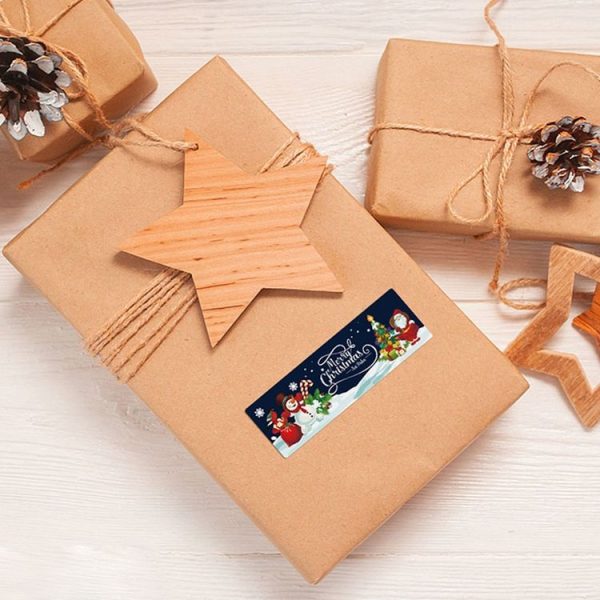 120pcs / Roll Christmas Self-adhesive Label Stickers Cartoon Printed Rectangular Sealing Sticker (K-147-R1) - Image 6