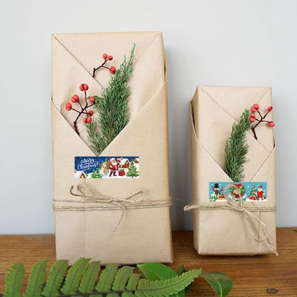 120pcs / Roll Christmas Self-adhesive Label Stickers Cartoon Printed Rectangular Sealing Sticker (K-147-R1) - Image 9