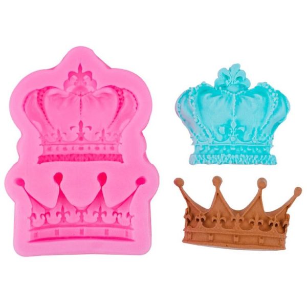 Crown Silicone Chocolate Fondant Baking Cake Mold Handmade Soft Pottery Glue Mold (Pink)