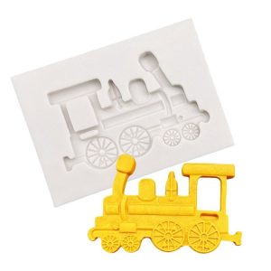 Classic Car Train Silicone Fondant Cake Mold Baking Decoration Tools (Gray)