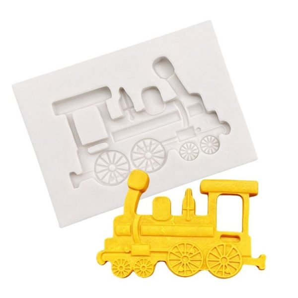 Classic Car Train Silicone Fondant Cake Mold Baking Decoration Tools (Gray)