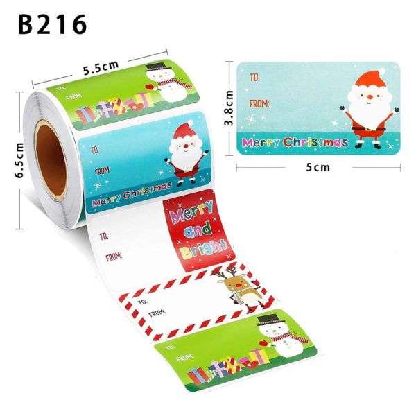 500pcs / Roll Christmas Self-adhesive Labels Stickers Holiday Decoration Gifts (B216) - Image 3