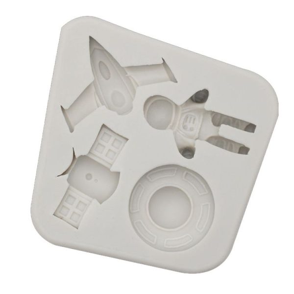 Astronaut Planet Rocket Silicone Fondant Chocolate Mold Cake Decorating Accessories Tools (Grey) - Image 2