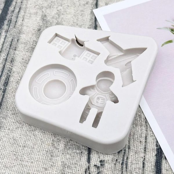 Astronaut Planet Rocket Silicone Fondant Chocolate Mold Cake Decorating Accessories Tools (Grey) - Image 4