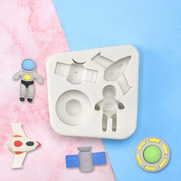 Astronaut Planet Rocket Silicone Fondant Chocolate Mold Cake Decorating Accessories Tools (Grey) - Image 5