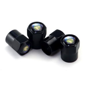 4pcs / Set Car Labeled Metal Tire Valve Caps Automobile Universal Modified Valve Covers (Black)