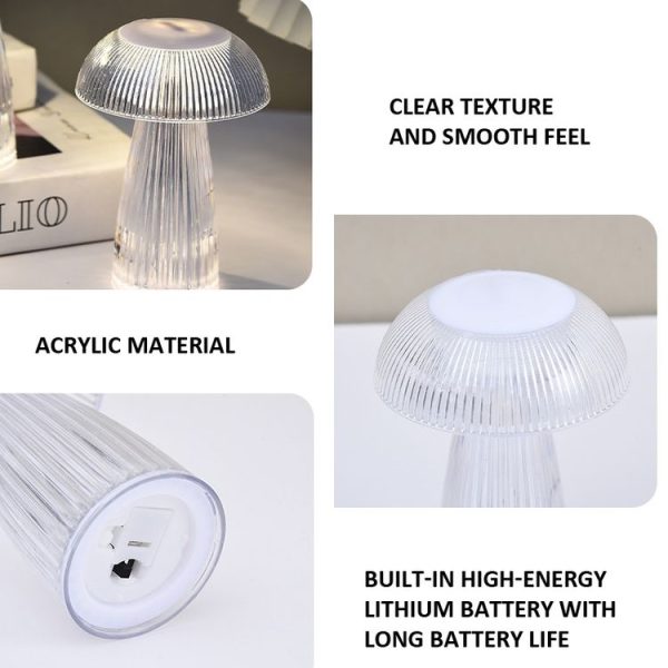 Mushroom Ambient Light Electronic Jellyfish Table Lamp Bedside Night Light 9.4 x 13.7cm (Warm White) - Image 3