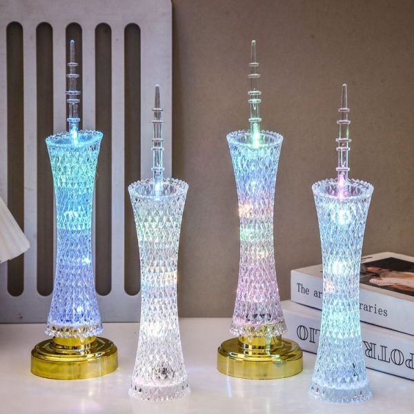 Canton Tower Small Waist LED Night Light Handicraft Ornaments 6.5 x 19cm (Colorful Light) - Image 4