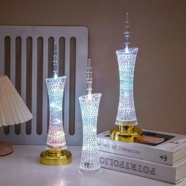 Canton Tower Small Waist LED Night Light Handicraft Ornaments 6.5 x 19cm (Colorful Light) - Image 5