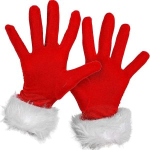 Christmas Day Gala Performance Gloves Short Blind Velvet Wool Warm Gloves (Red)