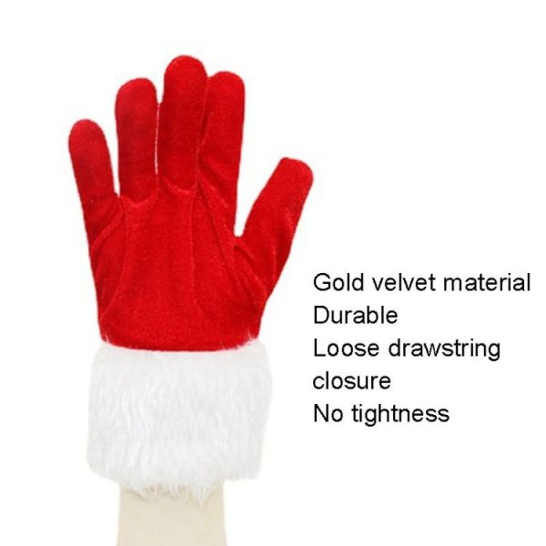 Christmas Day Gala Performance Gloves Short Blind Velvet Wool Warm Gloves (Red) - Image 3